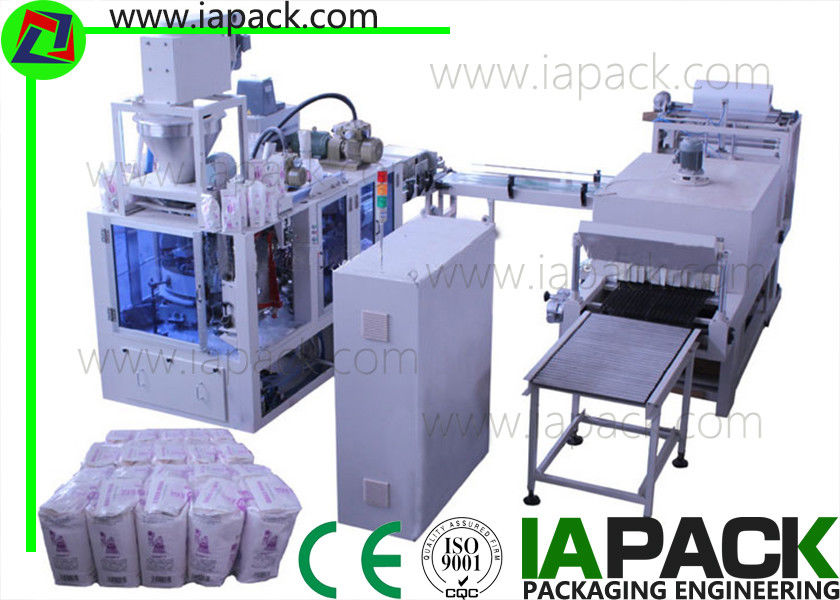 Poder da máquina de embalagem 6-22bags / min do saco de papel da farinha 1KG-2KG 7kw com encolhimento do calor