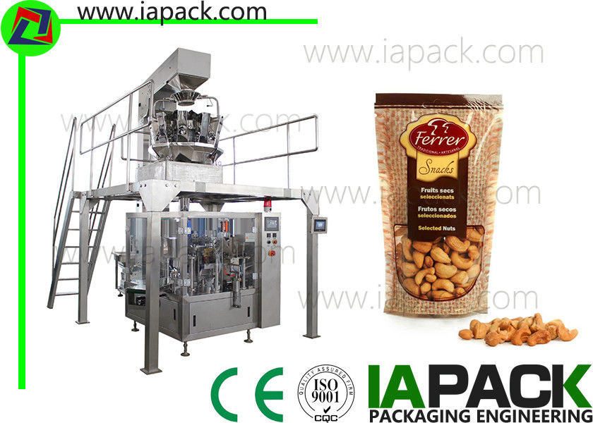 Cashew kernels verpakkingsmachine met 10 kopweger 50G-500G Doypack verpakkingsmachine zakbreedte tot 300 mm
