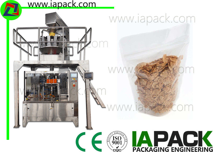Faixa de enchimento 5-1500g da máquina de embalagem do saco do zíper de Stand-up da máquina de embalagem do malote do suporte do floco de milho