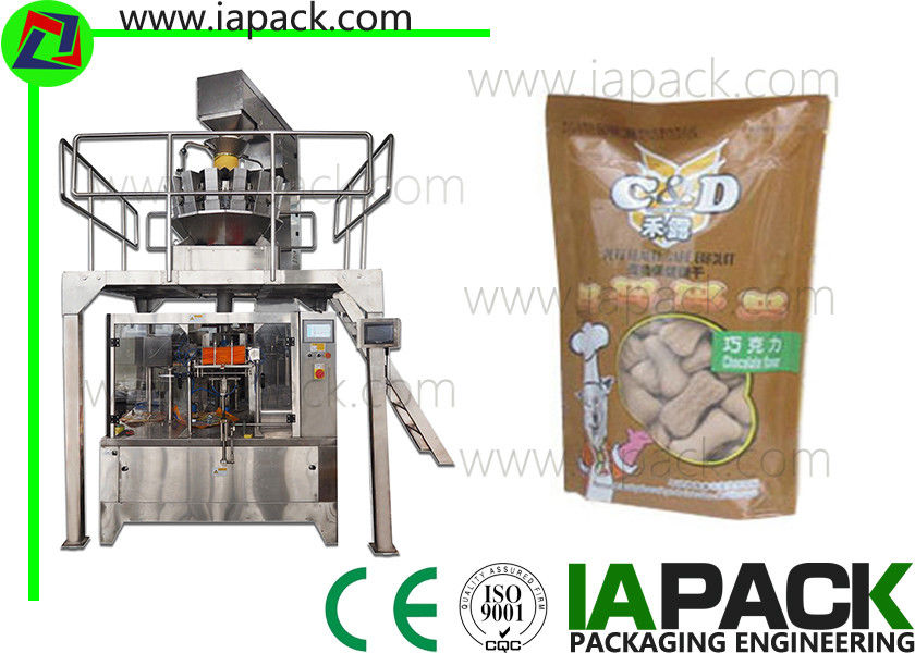 Pet Biscuits Granule Packing Machine , Rotary Packing Machine 380V 3 Phase