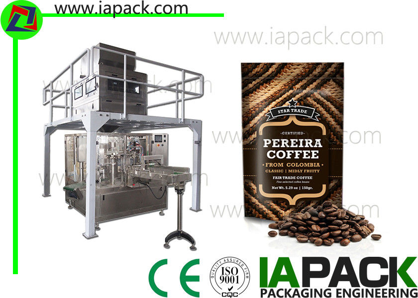 automatic coffee beans packing machine stand up pouch zipper filler sealer